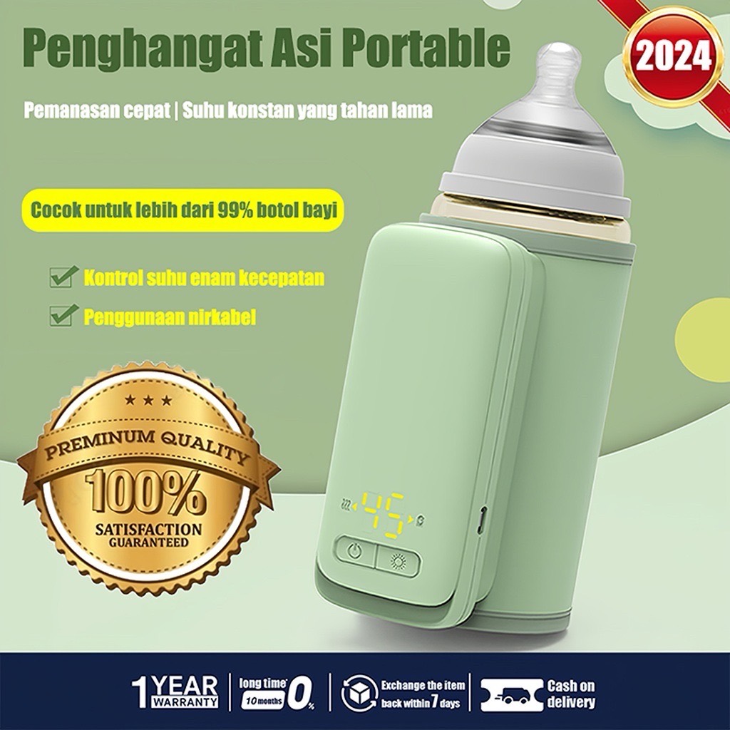 Penghangat Botol Susu Bayi Portable Wireless Rechargeable — Hijau